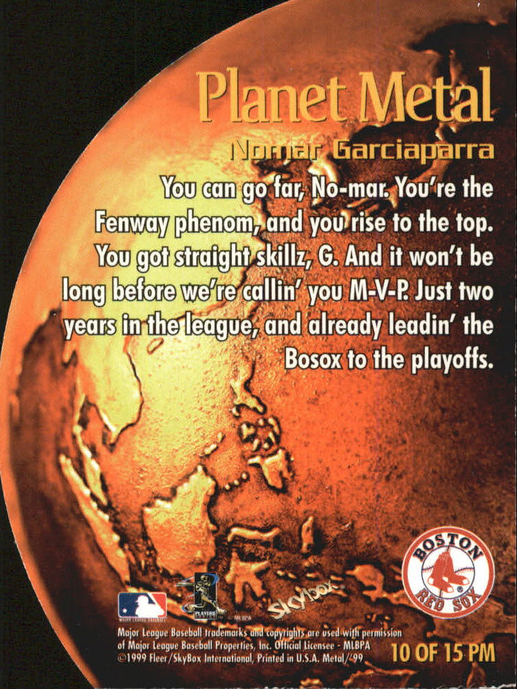 1999 Metal Universe Planet Metal #10 Nomar Garciaparra back image