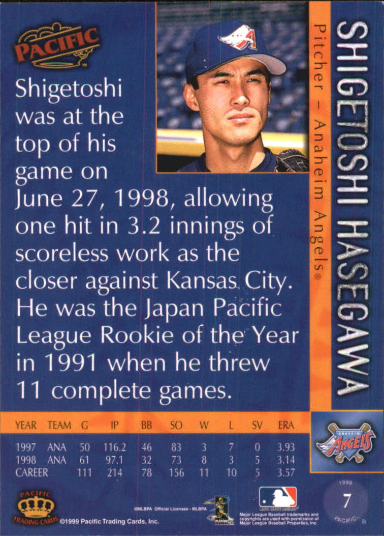 1999 Pacific #7 Shigetoshi Hasegawa back image