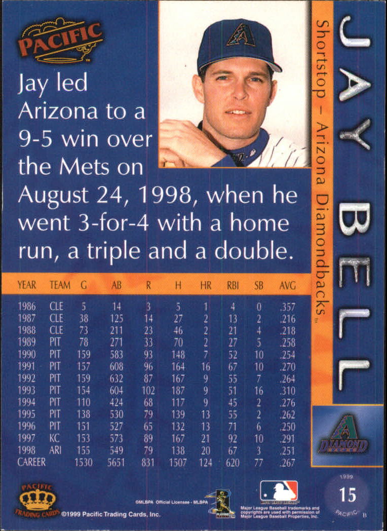 1999 Pacific #15 Jay Bell back image