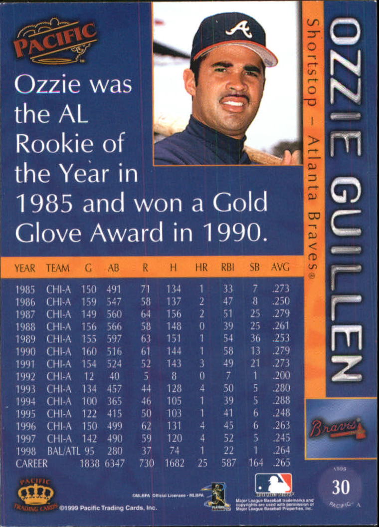 1999 Pacific #30 Ozzie Guillen back image