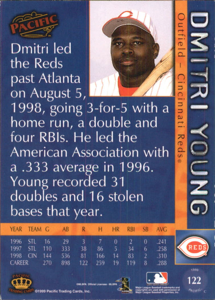 1999 Pacific #122 Dmitri Young back image