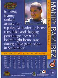 1999 Pacific #134 Manny Ramirez * back image