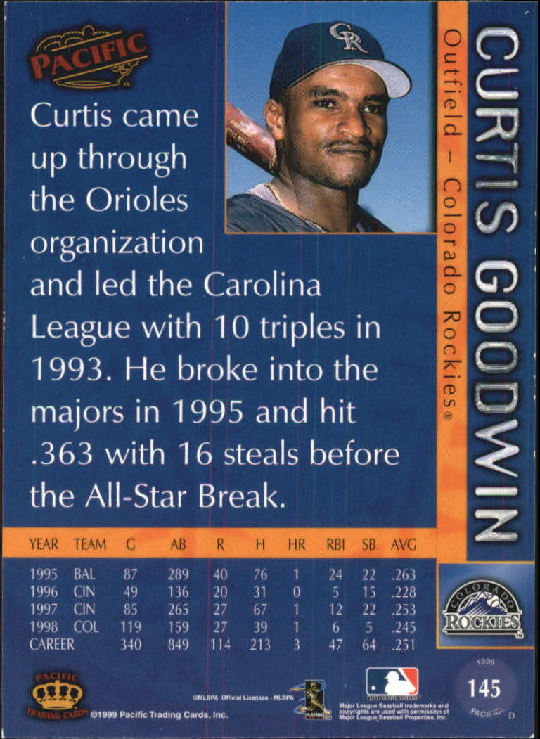 1999 Pacific #145 Curtis Goodwin back image