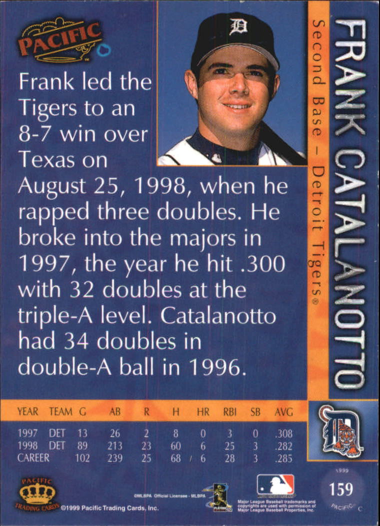 1999 Pacific #159 Frank Catalanotto back image
