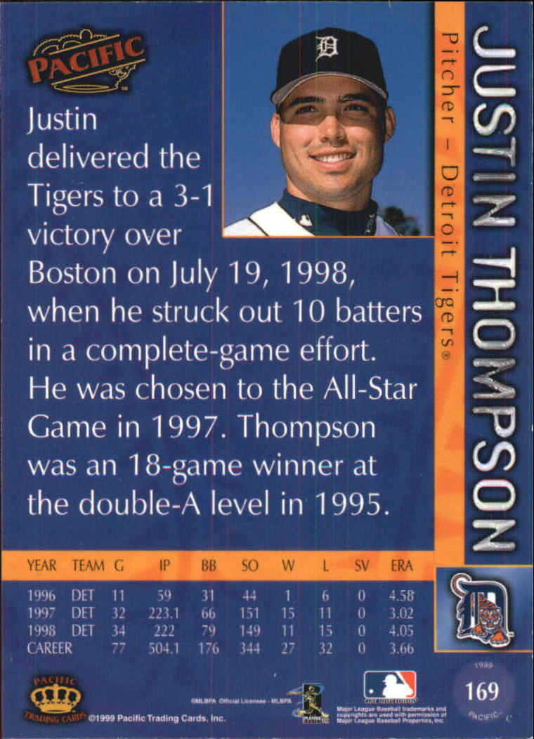 1999 Pacific #169 Justin Thompson back image