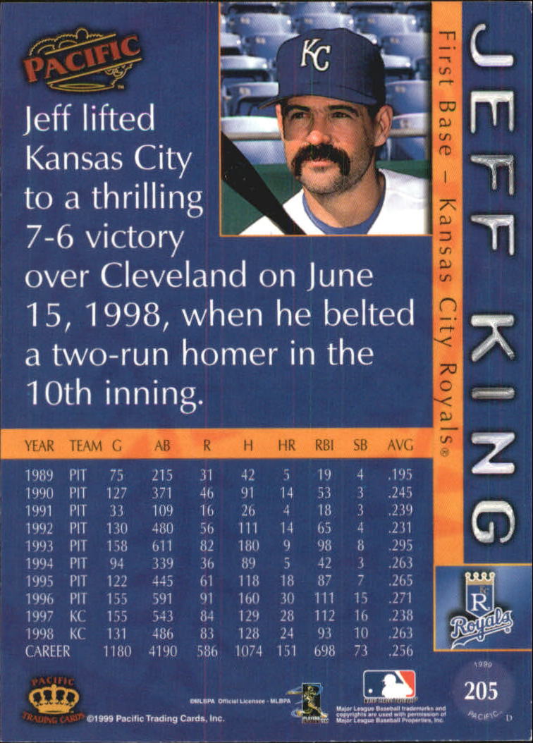 1999 Pacific #205 Jeff King back image