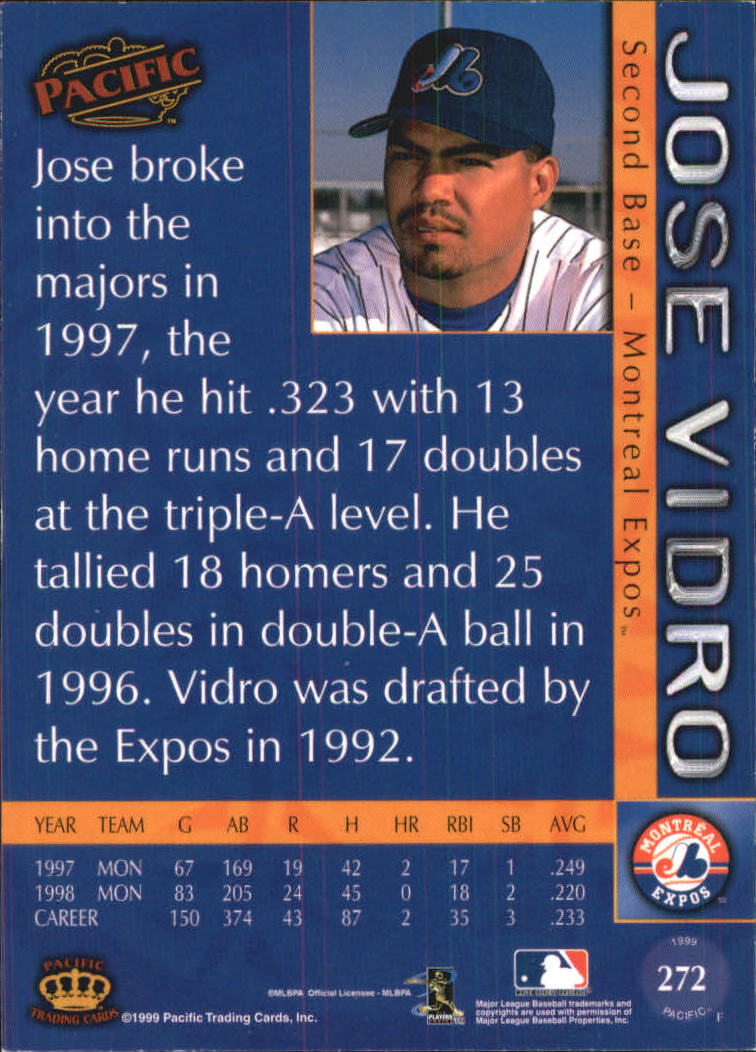 1999 Pacific #272 Jose Vidro back image