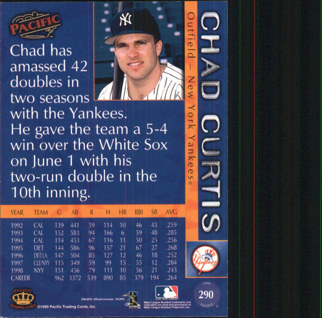 1999 Pacific #290 Chad Curtis back image