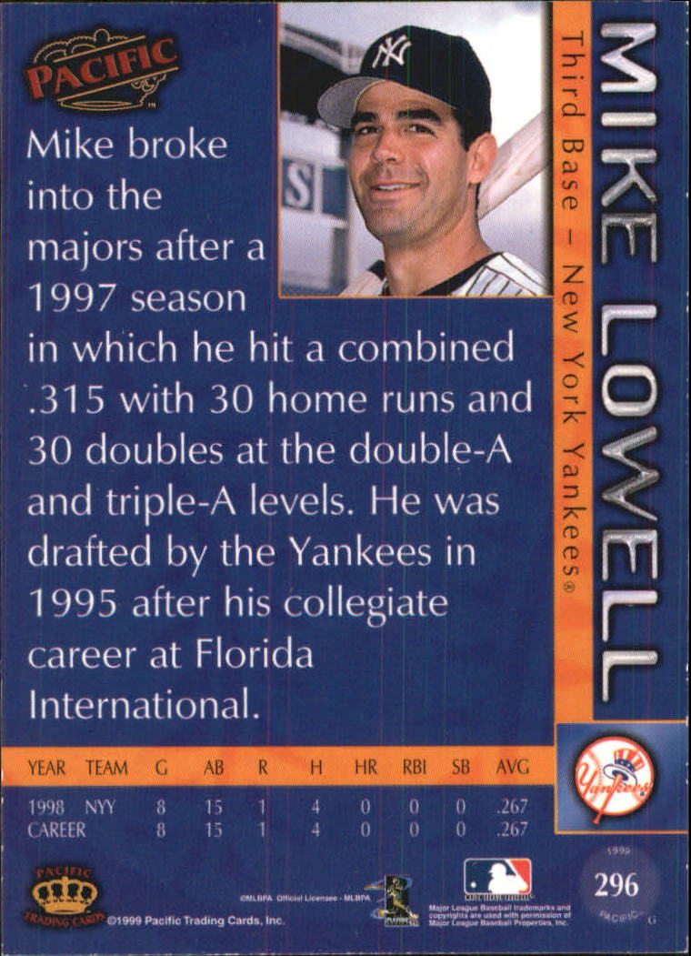 1999 Pacific #296 Mike Lowell * back image