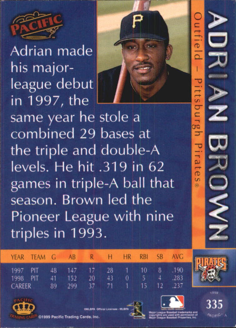1999 Pacific #335 Adrian Brown back image