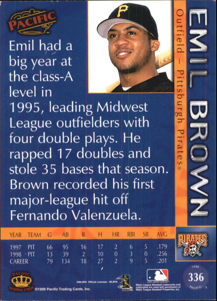 1999 Pacific #336 Emil Brown back image