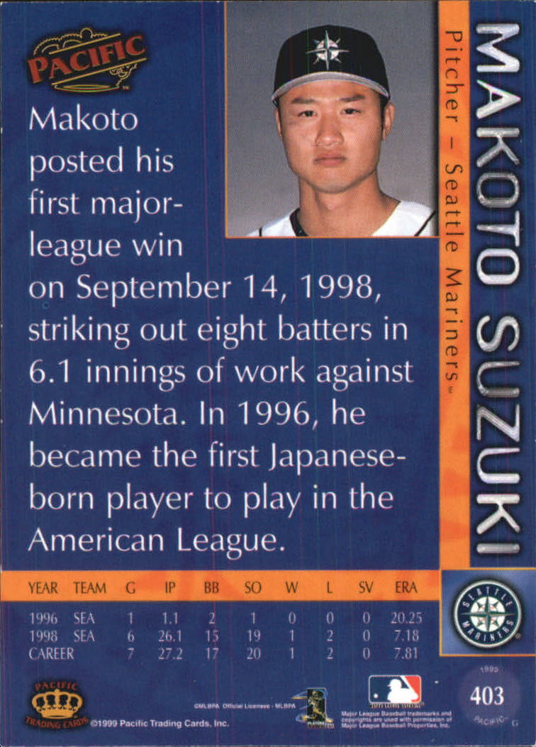 1999 Pacific #403 Makoto Suzuki back image