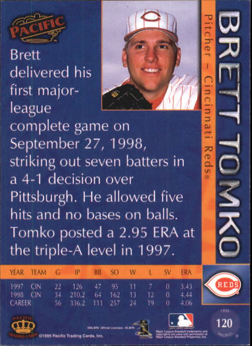 1999 Pacific Red #120 Brett Tomko back image