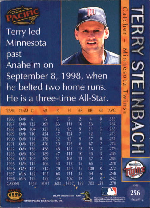 1999 Pacific Red #256 Terry Steinbach back image