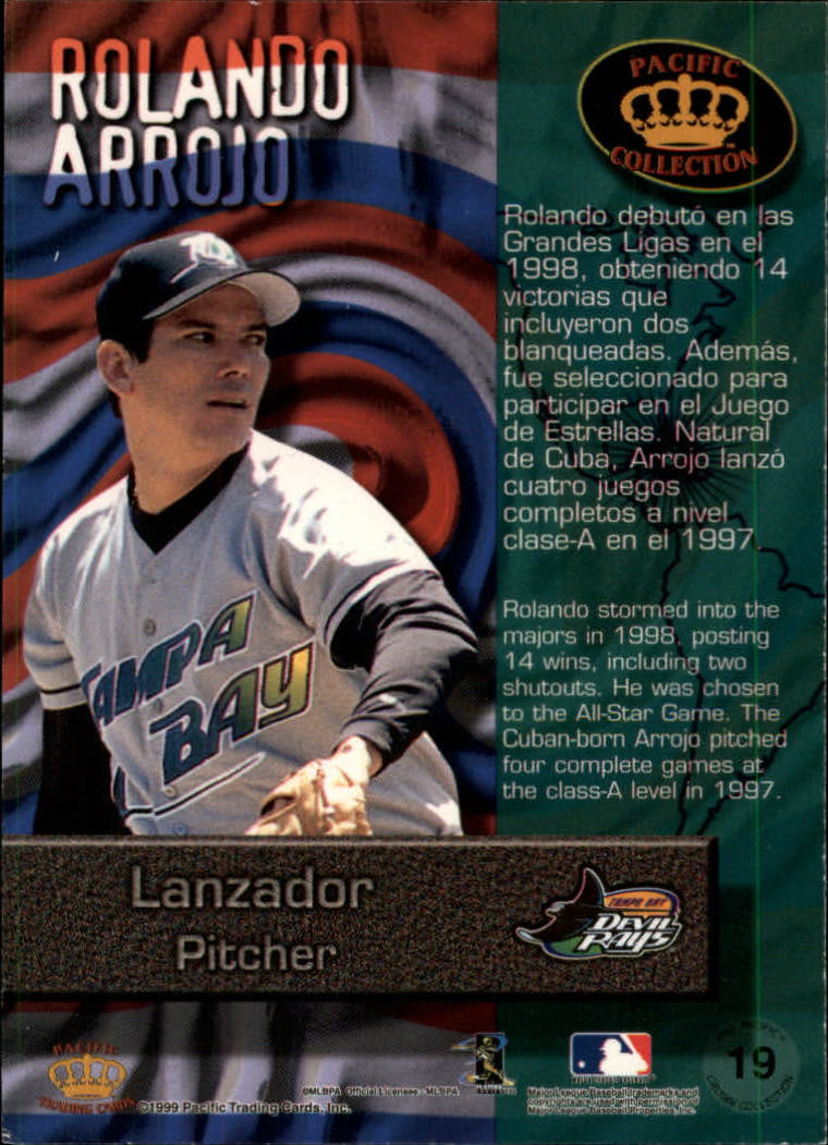 1999 Pacific Crown Collection Latinos of the Major Leagues #19 Rolando Arrojo back image