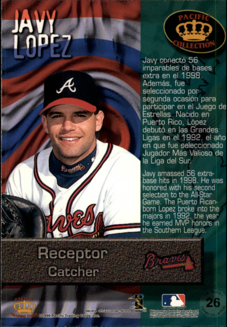 1999 Pacific Crown Collection Latinos of the Major Leagues #26 Javy Lopez back image