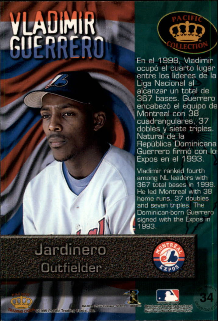 1999 Pacific Crown Collection Latinos of the Major Leagues #34 Vladimir Guerrero back image