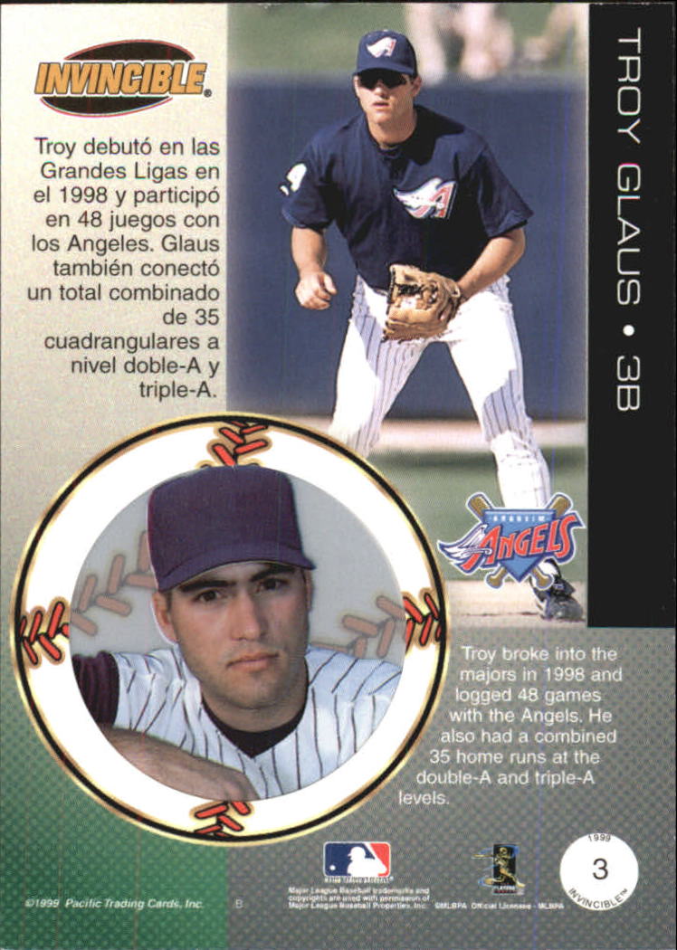 1999 Pacific Invincible #3 Troy Glaus back image