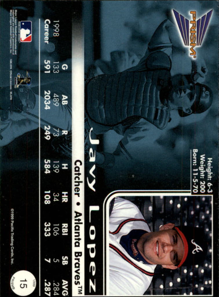 1999 Pacific Prism - Javy Lopez #15 Holographic Gold /480 1999 Pacific Prism - Javy Lopez #15 Holographic Gold /480