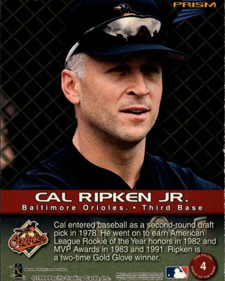 1999 Pacific Prism Ahead of the Game #4 Cal Ripken back image