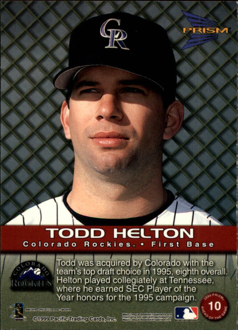 1999 Pacific Prism Ahead of the Game #10 Todd Helton back image
