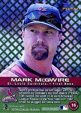 1999 Pacific Prism Ahead of the Game #16 Mark McGwire back image