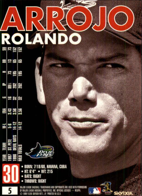 1999 SkyBox Premium #5 Rolando Arrojo back image
