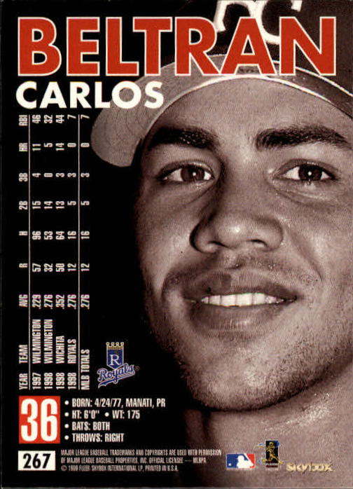 1999 SkyBox Premium #267 Carlos Beltran back image