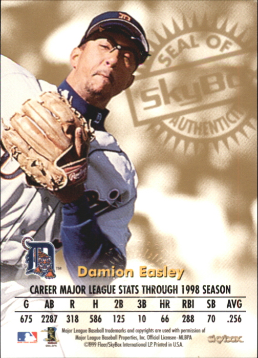 1999 SkyBox Premium Autographics #14 Damion Easley back image