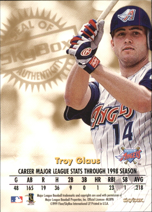 1999 SkyBox Premium Autographics #18 Troy Glaus back image