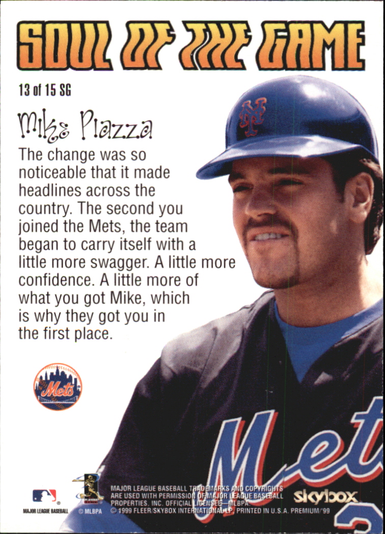 1999 SkyBox Premium Soul of the Game #13 Mike Piazza back image