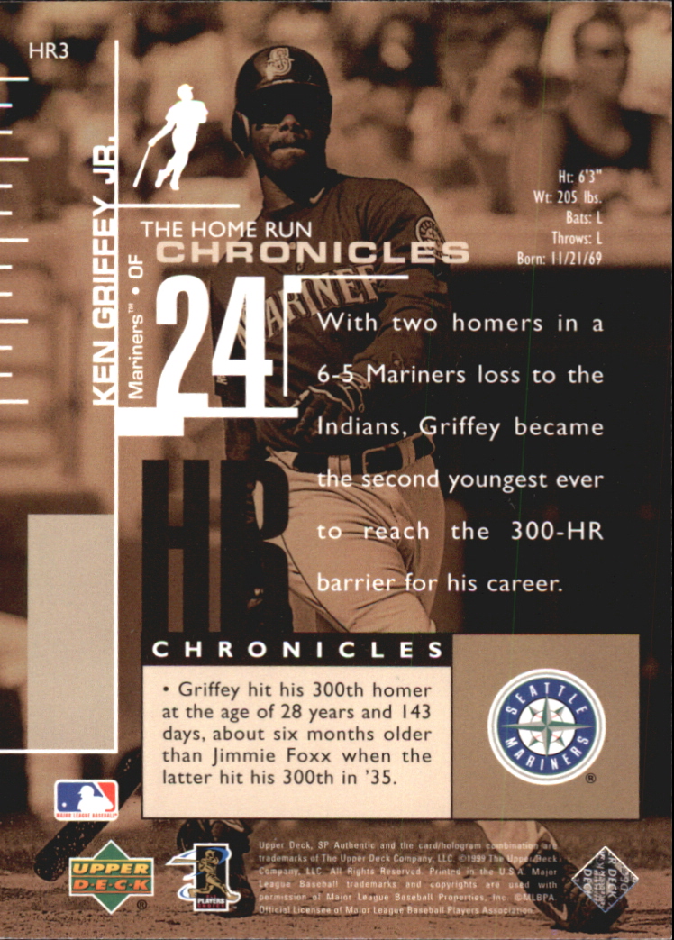 1999 SP Authentic Home Run Chronicles #HR3 Ken Griffey Jr. back image