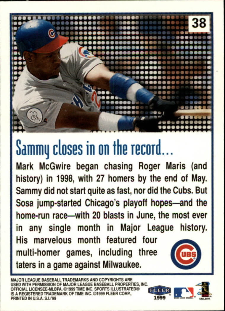 1999 Sports Illustrated #38 Sammy Sosa SH back image