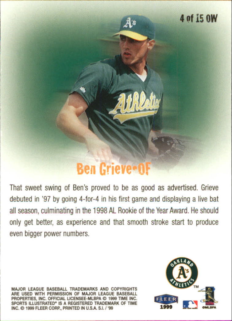 1999 Sports Illustrated One's To Watch #4 Ben Grieve back image
