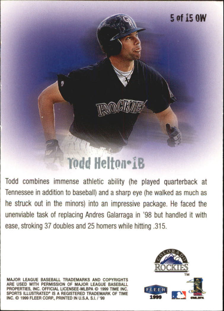 1999 Sports Illustrated One's To Watch #5 Todd Helton back image
