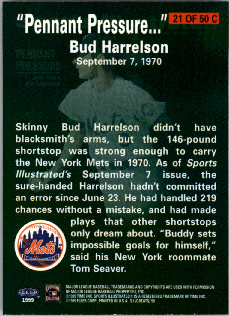 1999 Sports Illustrated Greats of the Game Cover Collection #21 Bud Harrelson back image