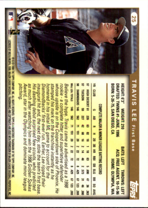 1999 Topps #25 Travis Lee back image