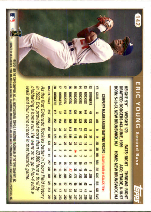 1999 Topps #142 Eric Young back image