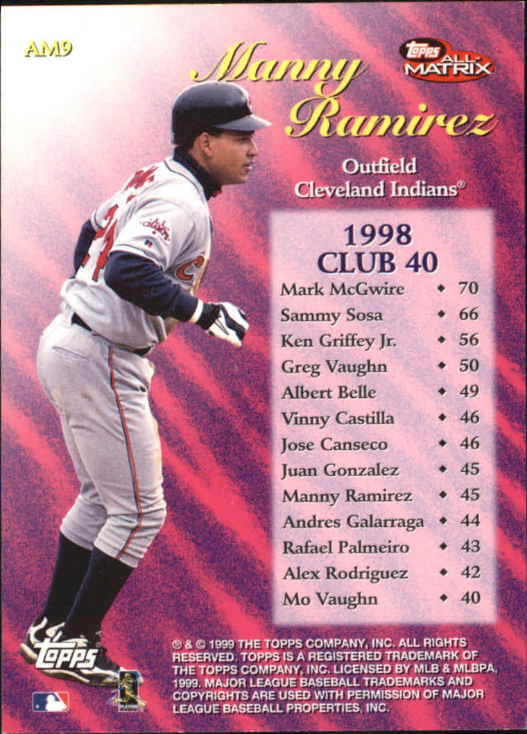 1999 Topps All-Matrix #AM9 Manny Ramirez back image