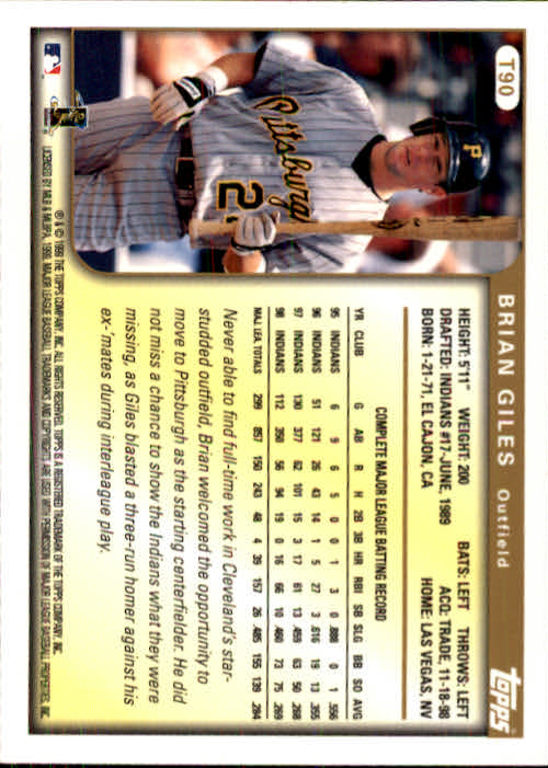 1999 Topps Traded #T90 Brian Giles back image