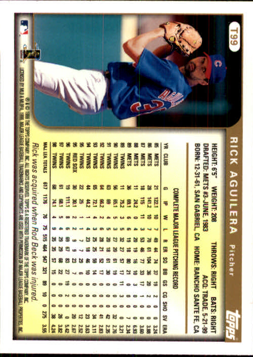 1999 Topps Traded #T99 Rick Aguilera back image