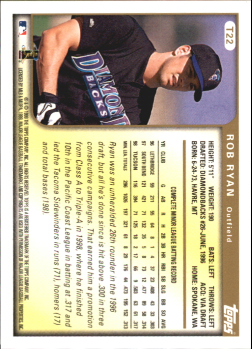 1999 Topps Traded Autographs #T22 Rob Ryan back image