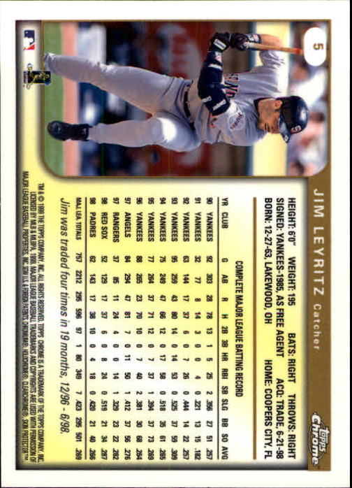 A1786- 1999 Topps Chrome BB Cards 1-262 +Rookies -You Pick- 15+ FREE US SHIP - Picture 10 of 431