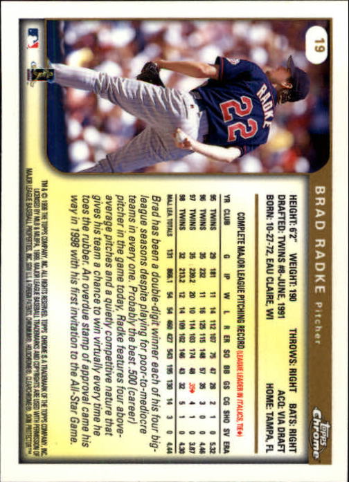 A1786- 1999 Topps Chrome BB Cards 1-262 +Rookies -You Pick- 15+ FREE US SHIP - Picture 30 of 431
