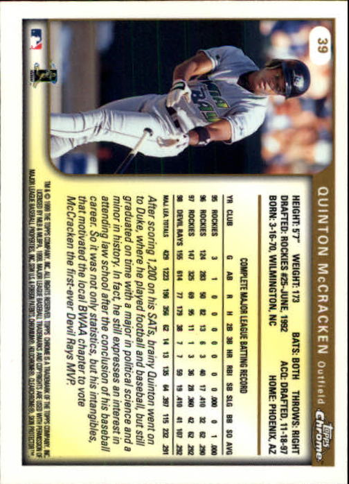 A1786- 1999 Topps Chrome BB Cards 1-262 +Rookies -You Pick- 15+ FREE US SHIP - Picture 62 of 431