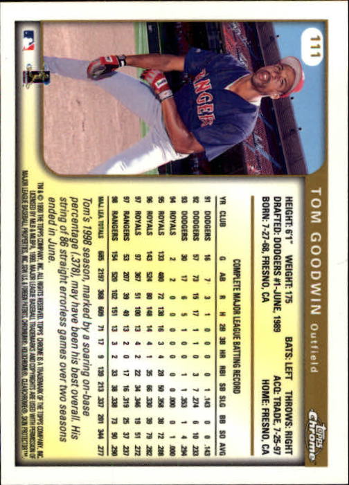 A1786- 1999 Topps Chrome BB Cards 1-262 +Rookies -You Pick- 15+ FREE US SHIP - Picture 185 of 431