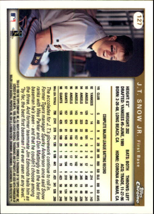 A1786- 1999 Topps Chrome BB Cards 1-262 +Rookies -You Pick- 15+ FREE US SHIP - Picture 215 of 431