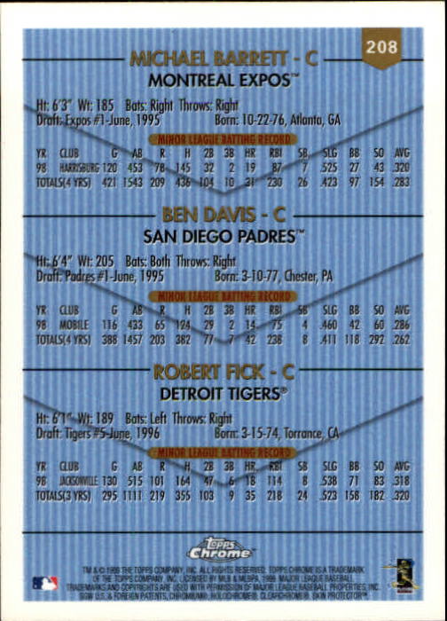 A1786- 1999 Topps Chrome BB Cards 1-262 +Rookies -You Pick- 15+ FREE US SHIP - Picture 357 of 431