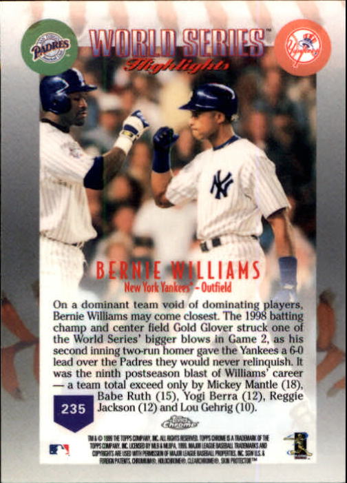 A1786- 1999 Topps Chrome BB Cards 1-262 +Rookies -You Pick- 15+ FREE US SHIP - Picture 398 of 431