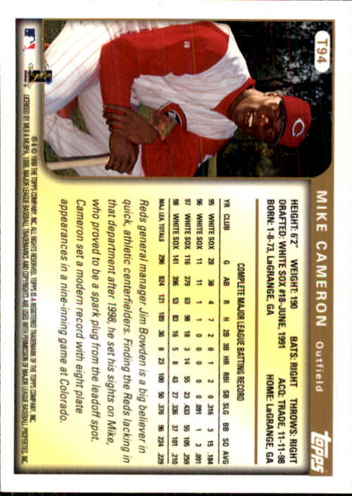 1999 Topps Chrome Traded #T94 Mike Cameron back image